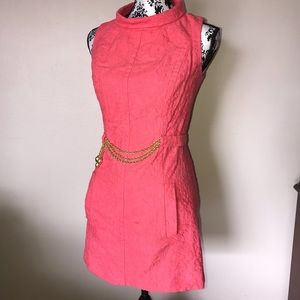 Milly of NY Coral dress with gold sash size 0